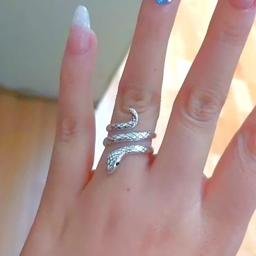 100% 925 Sterling Silver Trendy Snake Animal Lady Finger Rings