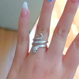 100% 925 Sterling Silver Trendy Snake Animal Lady Finger Rings