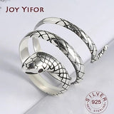 100% 925 Sterling Silver Trendy Snake Animal Lady Finger Rings