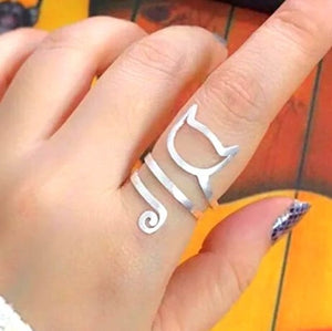 925 Sterling Silver Wrap Around Cat Rings For Women