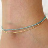 Trendy Simple Double Layered Anklet Fashion Beaded Handmade Foot Chain