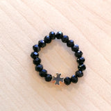 Black crystal beads elastic ring