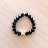 Black crystal beads elastic ring