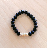 Black crystal beads elastic ring