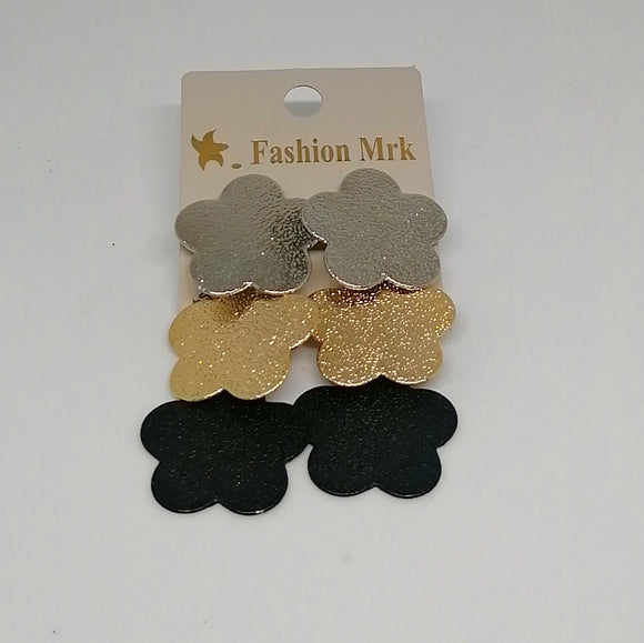 3 colors drop flower earrings