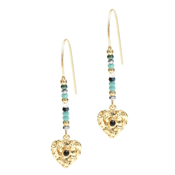 Bohemia Alloy Heart Dangle Earrings For Women Gold Hook With Crystal Beads
