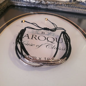 multilayer miyuki beads silver black bracelet
