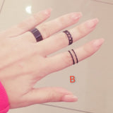 3pcs set black punk rings