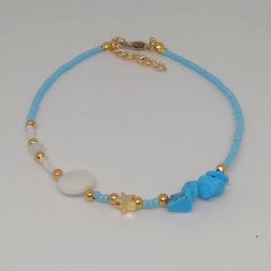 Natural stone blue beads Anklet