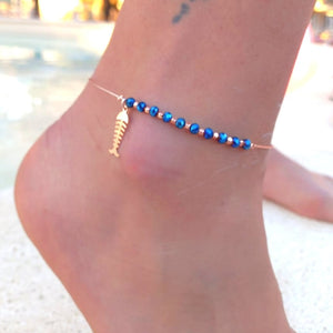 fish blue stone anklet