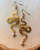 Stainless steel Celestial gold snake boho drop earrings