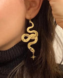 Stainless steel Celestial gold snake boho drop earrings