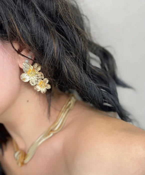 rose gold daisy flower drop earrings