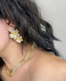 rose gold daisy flower drop earrings