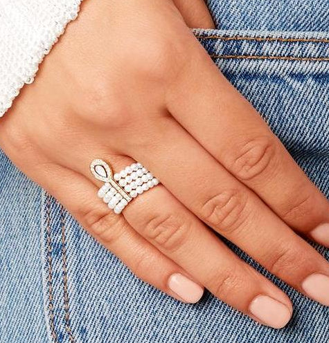 Adjustable Elastic Ring Elegant Multi Layer Imitation Pearl