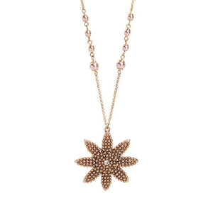 Simulated pearl flower pendant necklace