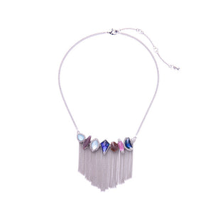 Irregular mixed color gems necklace with tassels