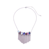 Irregular mixed color gems necklace with tassels