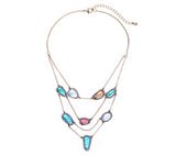 Antique gold plated necklace geometric rhinestones