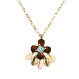 Natural shell wood pendant necklace