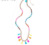Boho long necklace with colorful tassels