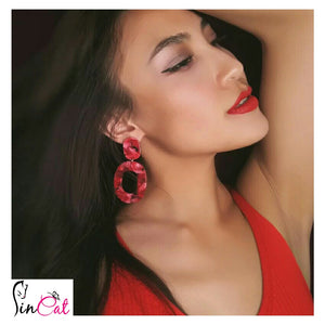 Acrylic Red Statement Earrings