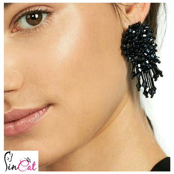 Crystal Elegant acrylic Black Beads Earrings