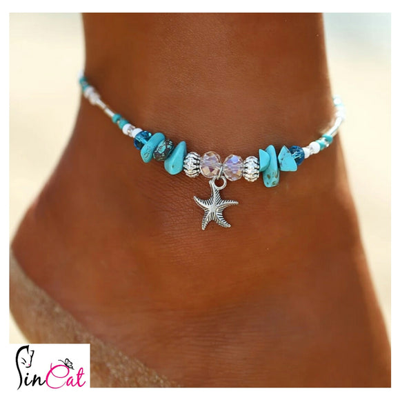 Blue anklet with starfish