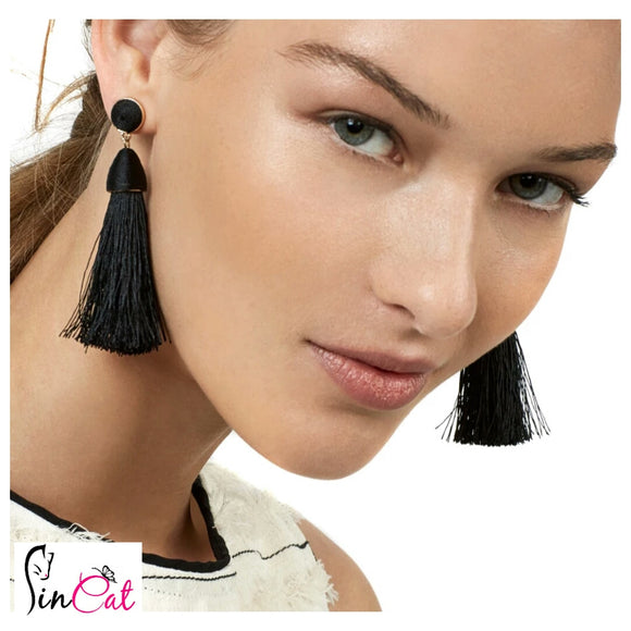 Black tassels earrings