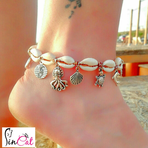 Shell Boho Beige anklet