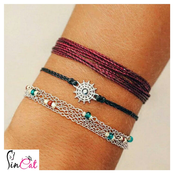 Silver chains rope Indian bracelet set