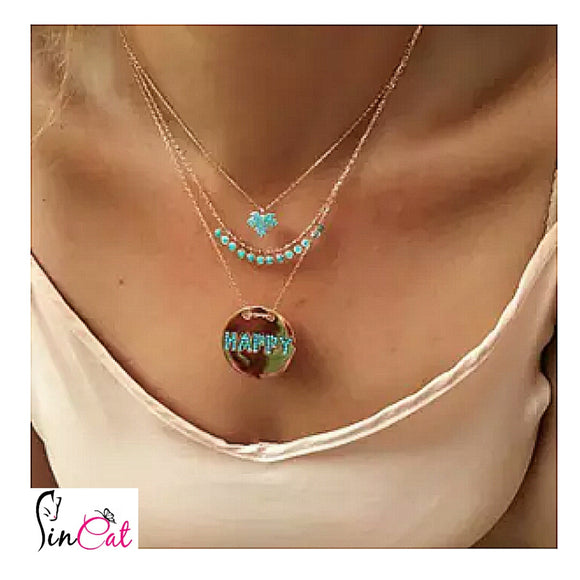 Boho multilayer happy necklace