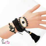 Evil eye handmade black miyuki beads bracelets