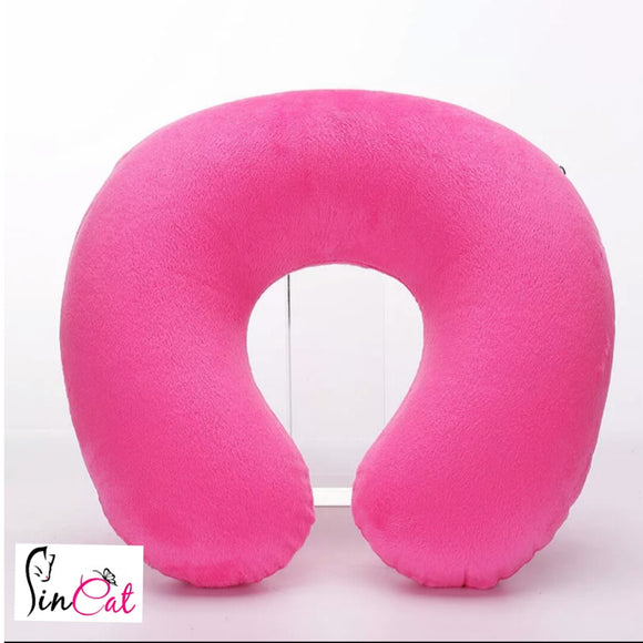 Pink Inflatable neck cushion travel pillow