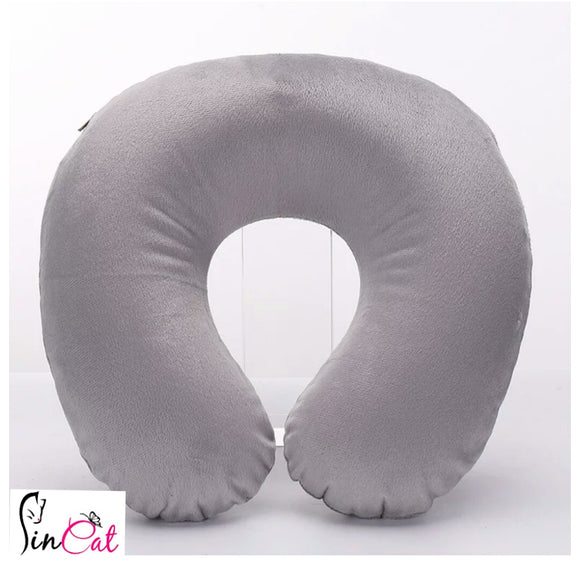 Gray Inflatable neck cushion travel pillow