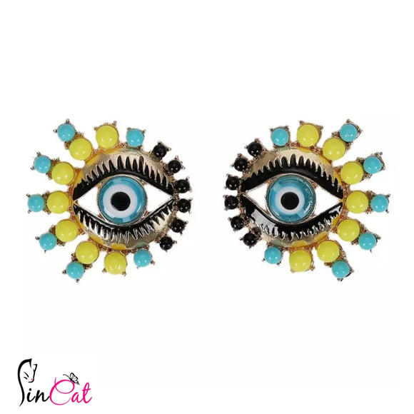 Yellow green crystal stud earringd