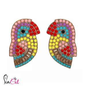 Multicolor crystal bird drop earrings