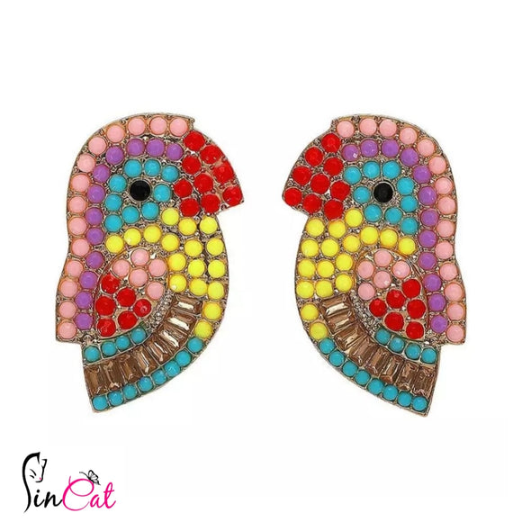 Multicolor crystal bird drop earrings