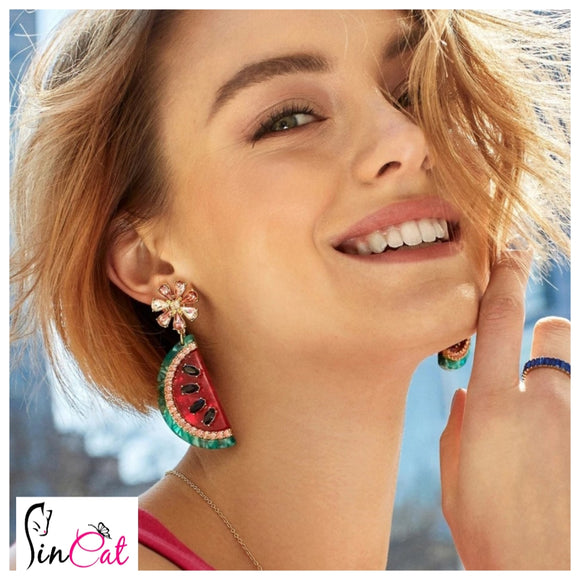 Luxuary crystal drop watermelon earrings