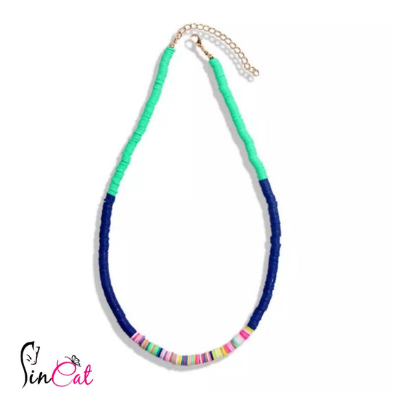 Surfer blue green necklace