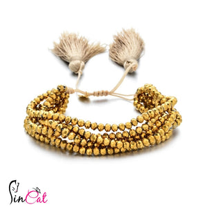 multilayer miyuki Beaded Bracelets with Tassel gold Crystal