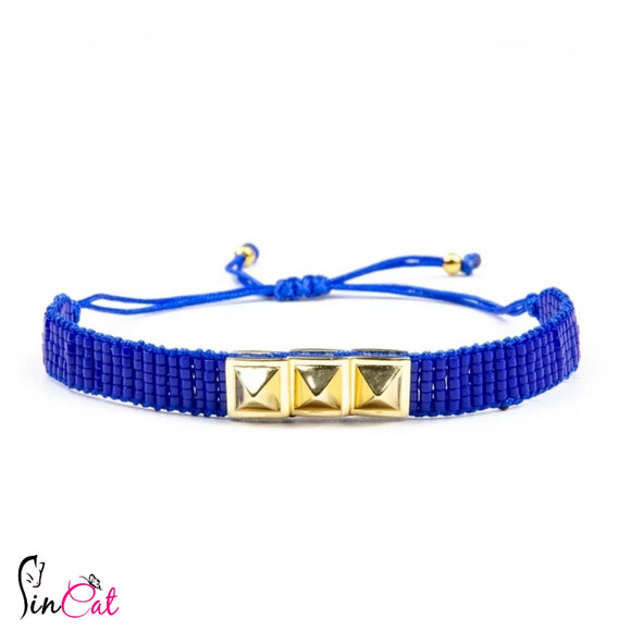 Navy blue rivets handmade rope miyuki bracelet