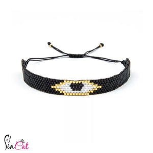 Black evil eye beaded bracelet