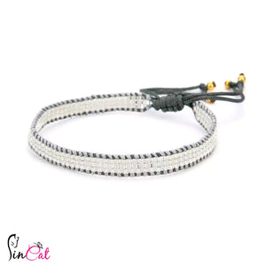silver beads handmade rope bracelet