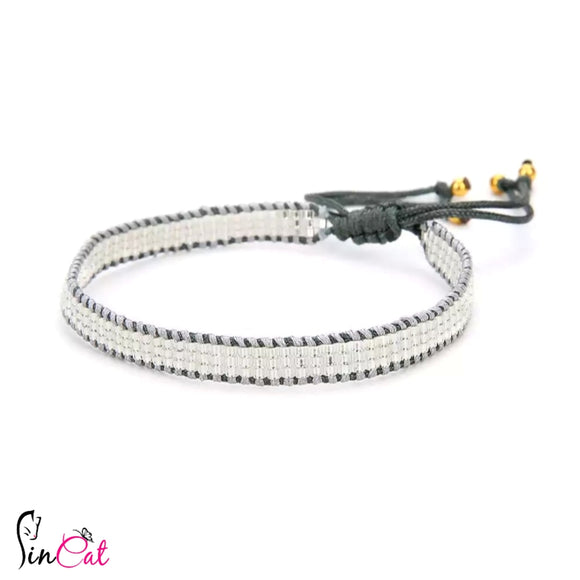 silver beads handmade rope bracelet