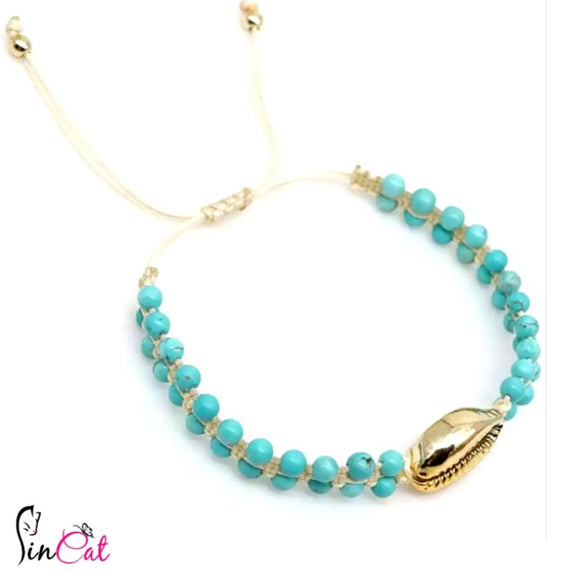 Green beads shell handmade bracelet