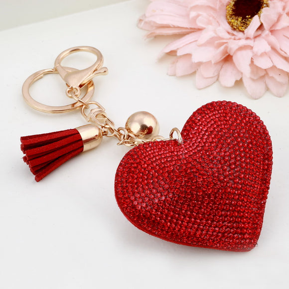 Red Crystal Heart Keychain