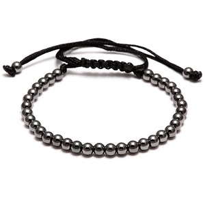 Handmade 4MM Beads Balls Braided Black rope bracelet