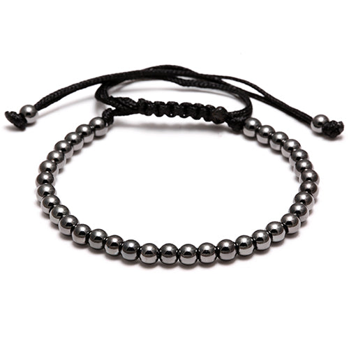 Handmade 4MM Beads Balls Braided Black rope bracelet