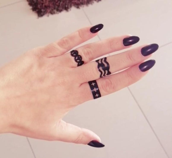 Black Punk Rings Set of 3